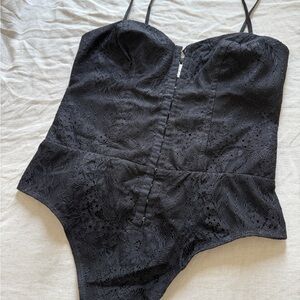 Black Lace Bustier Bodysuit
